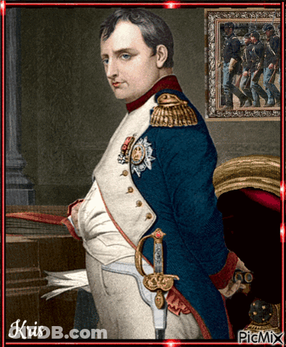 A Painting Of A Man In A Military Uniform Has The Name Kris On The Bottom GIF