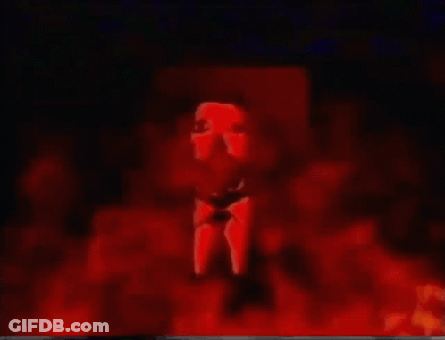 A Painting Of A Man In A Red Suit And Tie GIF