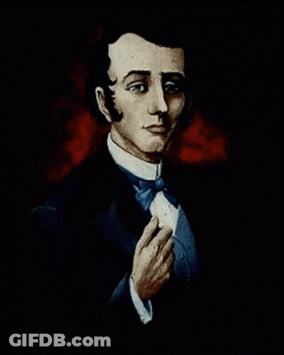 A Painting Of A Man In A Tuxedo And Bow Tie GIF