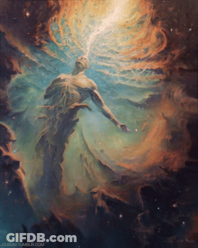 A Painting Of A Man In Space With The Website Dusum.tumblr.com Underneath It GIF