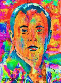 A Painting Of A Man 'S Face With A Colorful Background GIF