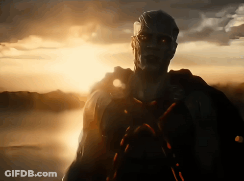 A Painting Of A Man Standing In Front Of A Body Of Water With The Sun Shining Through The Clouds GIF