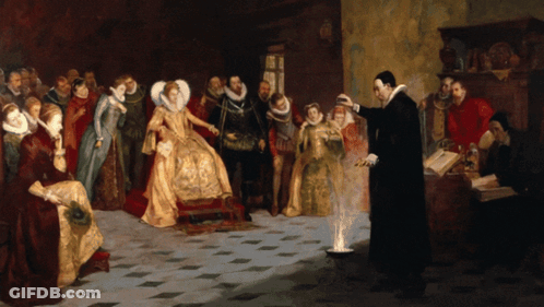 A Painting Of A Man Standing In Front Of A Woman GIF