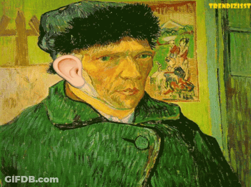 A Painting Of A Man Wearing A Green Coat And A Fur Hat With The Words Trendizisst On The Bottom GIF