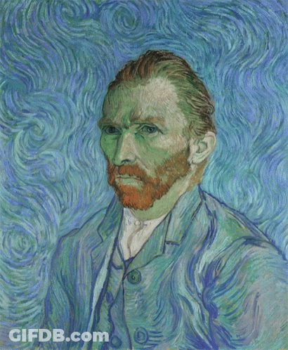 A Painting Of A Man With A Beard And A Necklace GIF
