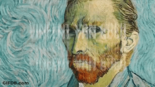 A Painting Of A Man With A Beard And The Words Vincent Van Gogh GIF