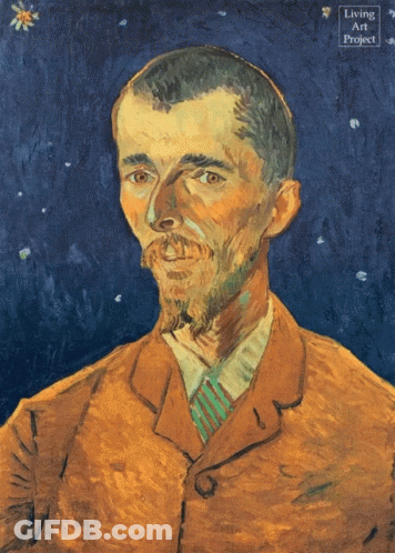 A Painting Of A Man With A Living Art Project Logo GIF