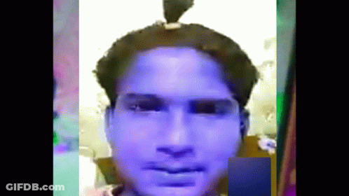 A Painting Of A Man With A Ponytail On His Head GIF