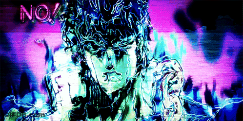 A Painting Of A Man With A Purple Background And The Word No On It GIF