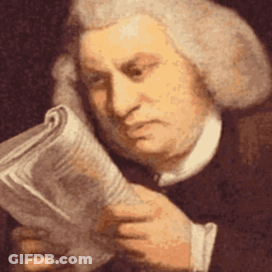 A Painting Of A Man With A Wig Reading A Newspaper GIF
