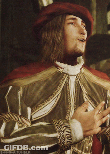 A Painting Of A Man With Long Hair And A Red Hat With The Words E-M-G-A.tumblr On The Bottom GIF