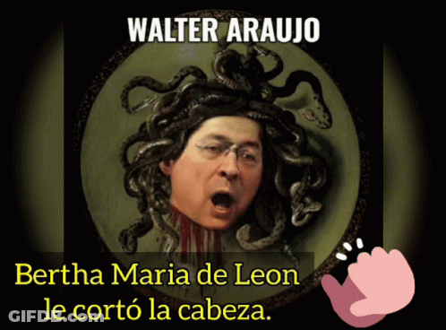 A Painting Of A Man With Snakes In His Hair And The Name Walter Araujo GIF