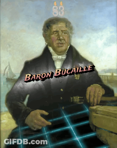 A Painting Of A Man With The Name Baron Bucaille On The Bottom GIF