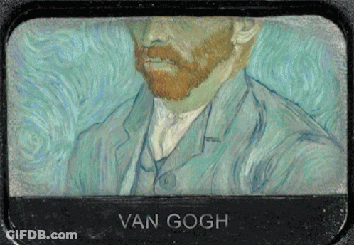A Painting Of A Man With The Name Van Gogh On The Bottom GIF