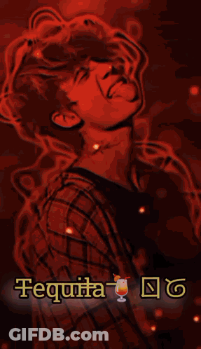 A Painting Of A Man With The Word Tequila Written On It GIF