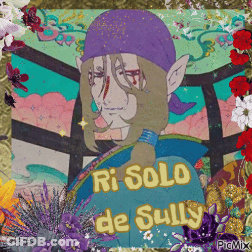 A Painting Of A Man With The Words Ri Solo De Sully Written On It GIF