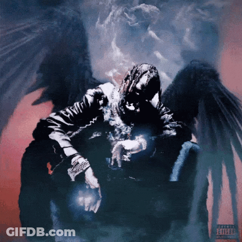 A Painting Of A Man With Wings And The Words Explicit On The Bottom Right GIF
