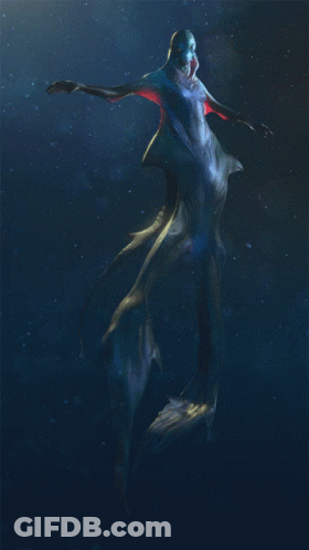 A Painting Of A Mermaid Floating In The Ocean GIF