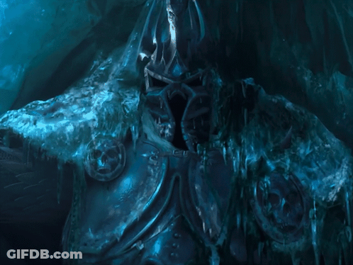 A Painting Of A Monster With Blue Eyes And A Skull On His Chest GIF