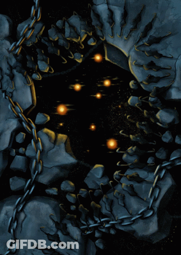A Painting Of A Monster With Glowing Eyes GIF