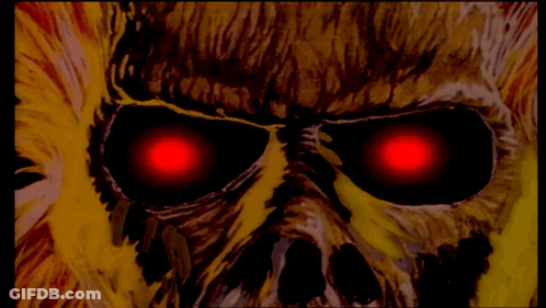 A Painting Of A Monster With Red Eyes GIF