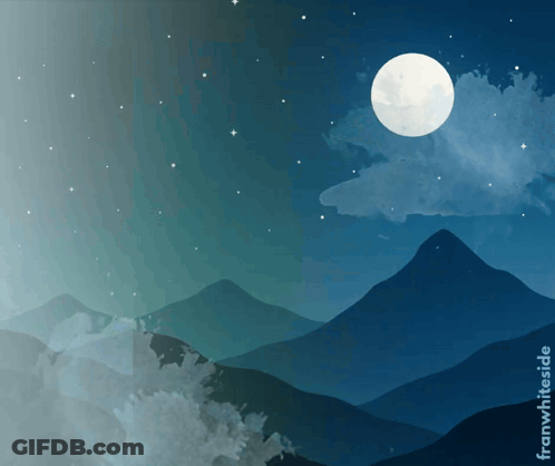 A Painting Of A Mountain Landscape With The Words Franwhite On The Bottom Right GIF