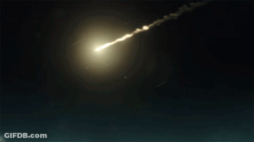 A Painting Of A Mountain With A Shooting Star In The Distance GIF