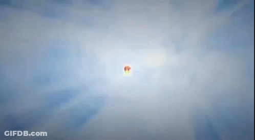 A Painting Of A Mushroom With Flames Coming Out Of It GIF