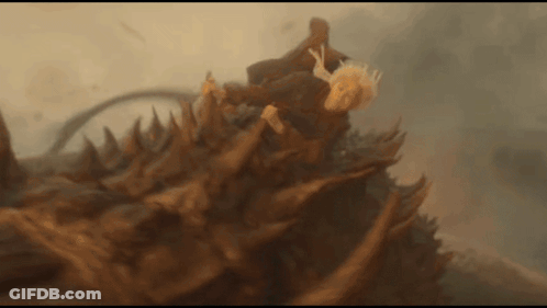 A Painting Of A Person Standing On Top Of A Rock GIF