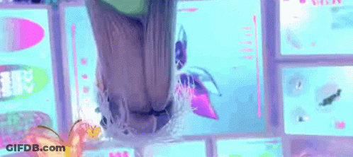 A Painting Of A Person Swimming In A Pool With A Sign That Says Visa On It GIF