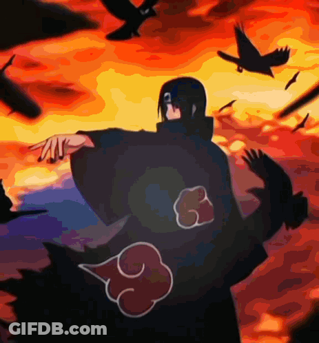 A Painting Of A Person With A Cloud On Their Back Surrounded By Birds GIF
