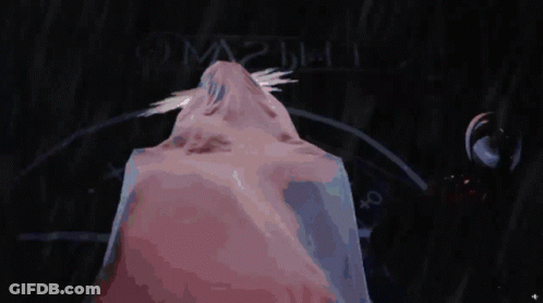 A Painting Of A Person With A White Cloth On Their Head GIF