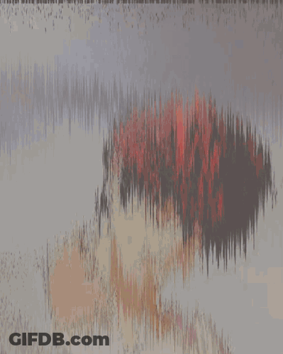 A Painting Of A Person With Red Hair And A White Shirt GIF