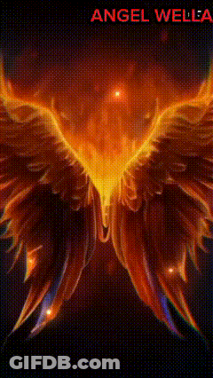 A Painting Of A Phoenix With The Name Angel Wella On It GIF