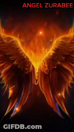 A Painting Of A Phoenix With The Name Angel Zurabee On The Bottom GIF