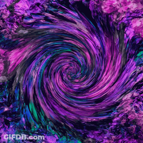 A Painting Of A Purple And Green Spiral GIF