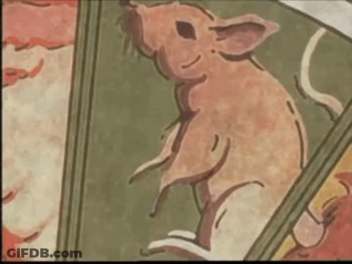 A Painting Of A Rat With The Word Toys Written On The Bottom GIF