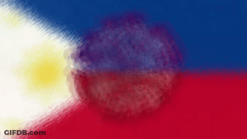 A Painting Of A Red White And Blue Flag With A Purple Circle In The Middle GIF