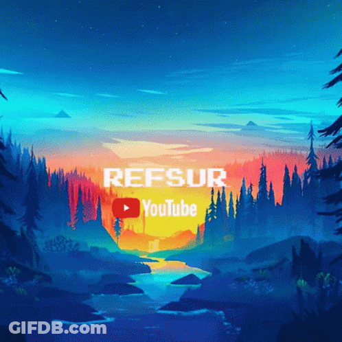 A Painting Of A River Surrounded By Trees With A Youtube Logo In The Background GIF