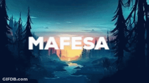 A Painting Of A River With The Word Mafesa In White Letters GIF