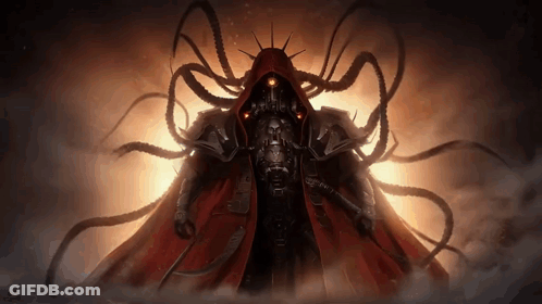 Robot With Red Cape And Tentacles Painting GIF