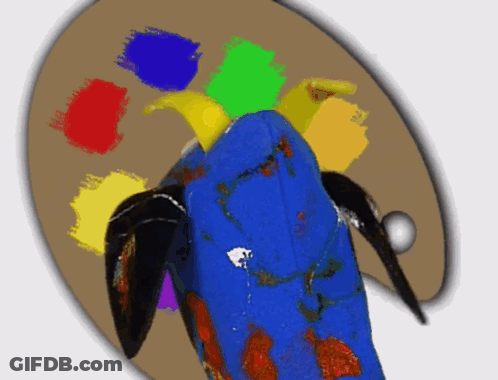 A Painting Of A Sheep 'S Head And A Palette Of Colors GIF