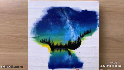 A Painting Of A Silhouette Of A Person Is Made By Wow Art GIF