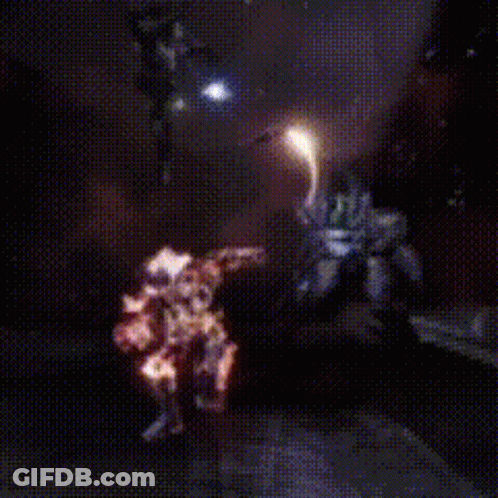 A Painting Of A Skeleton Being Attacked By A Monster GIF