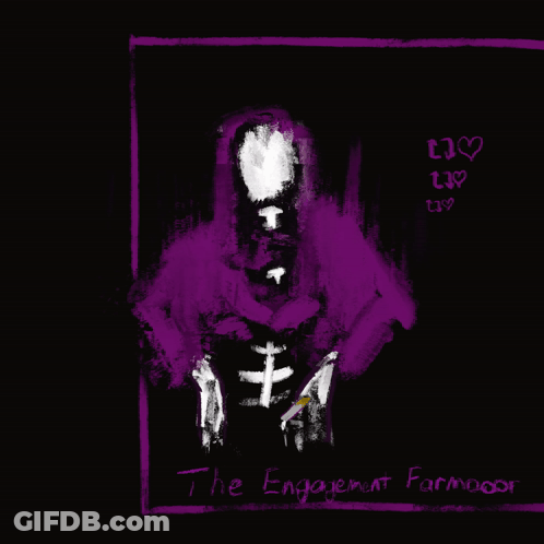 A Painting Of A Skeleton With The Words " The Engagent Farmdoor " Written On The Bottom GIF