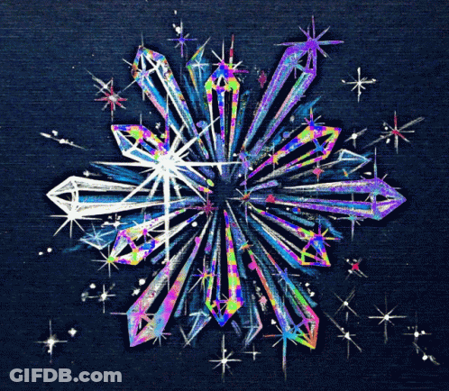 A Painting Of A Snowflake With A Blue Background GIF
