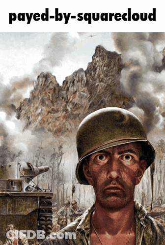A Painting Of A Soldier With The Words Payed-By-Squarecloud GIF