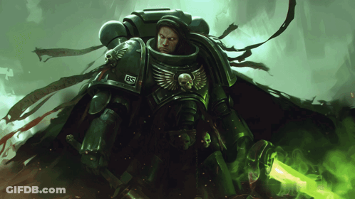 Space Marine With BS On Chest GIF