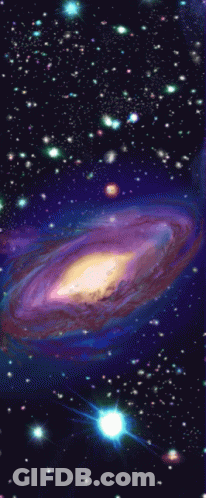 A Painting Of A Spiral Galaxy With A Star In The Middle GIF