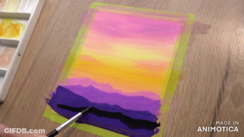 A Painting Of A Sunset Is Being Made In Animotoca GIF